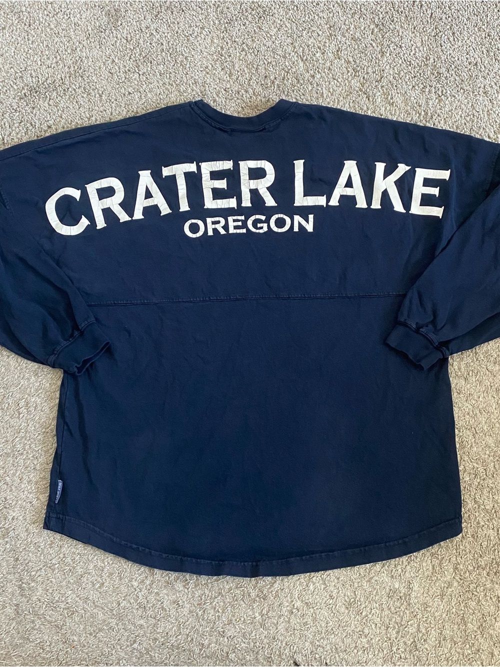 Spirit Jersey Crater Lake Oregon Long Sleeve Shirt Blue L / XL Made In USA